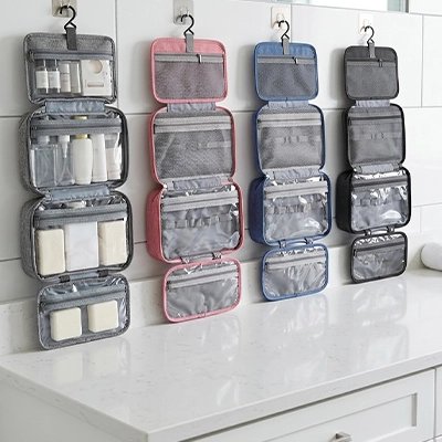 Trousse de toilette pliable 4 compartiments 